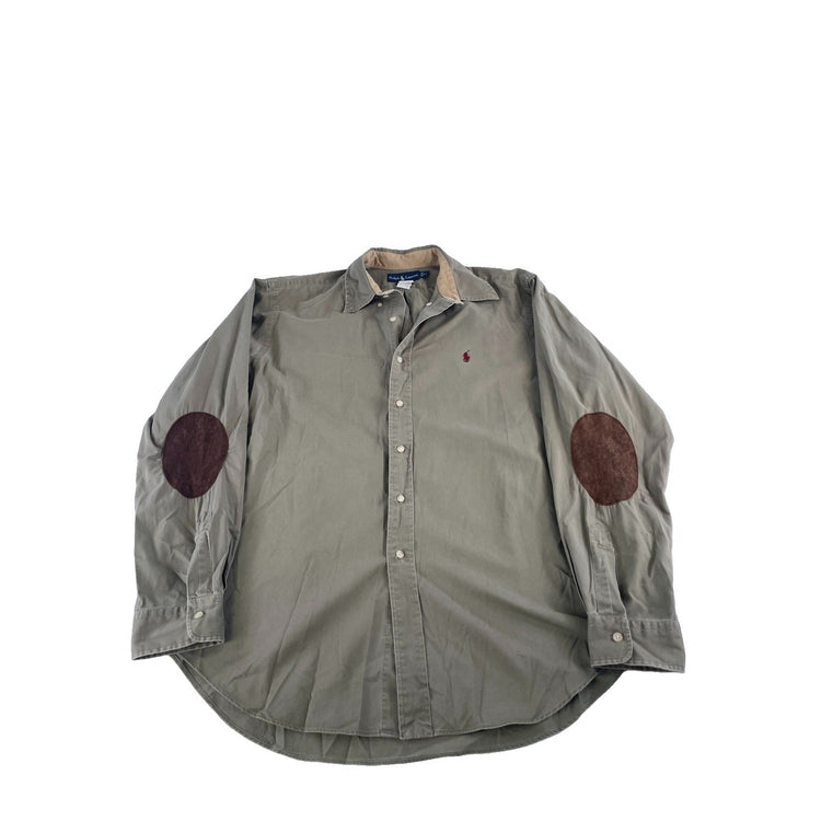 Mens Polo Ralph Lauren Classic Fit Beige Button Down Shirt Size XL