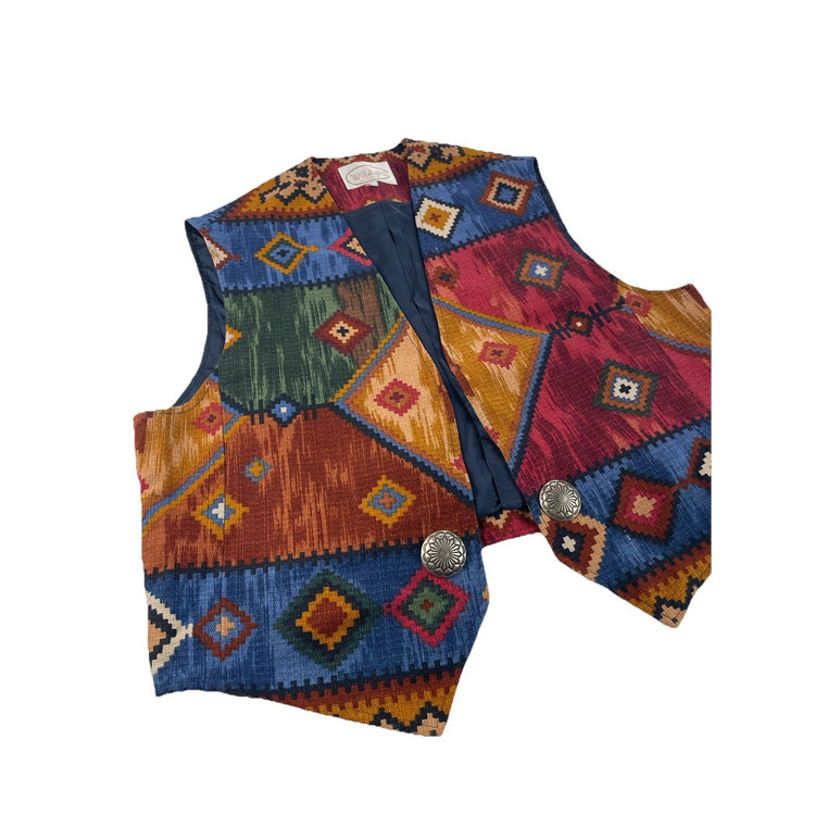 Mens Vintage 90s Wraps Western Style Tapestry Vest Size Xl
