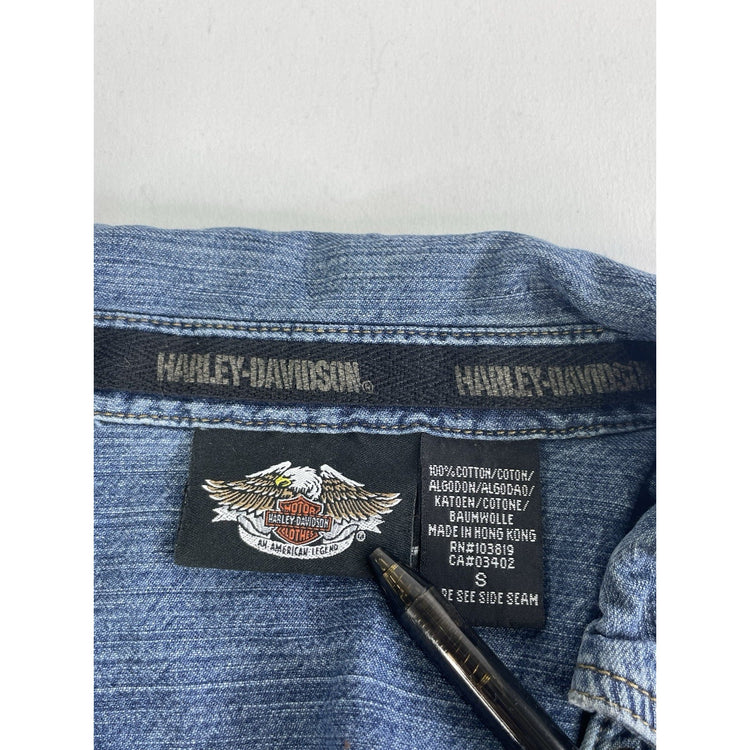 Womens Harley Davidson Button front Denim Shirt Size S