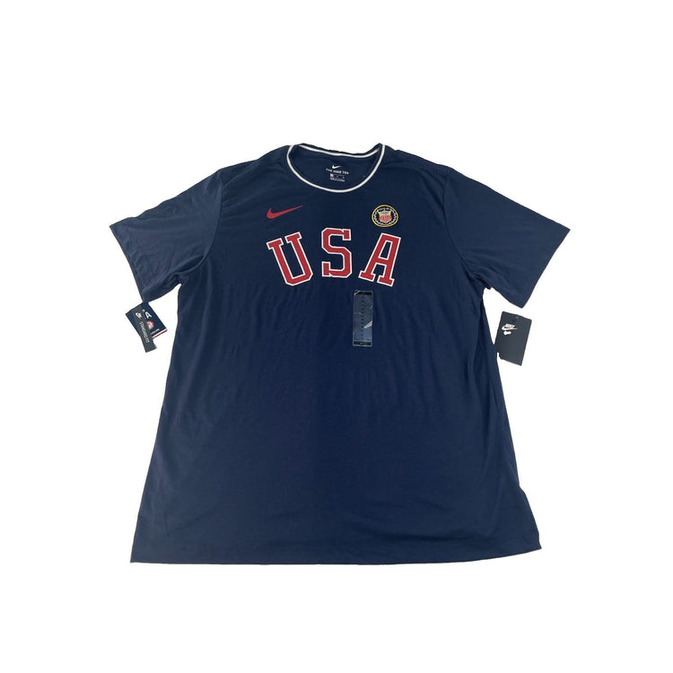 Mens Nike NWT Navy Blue Team USA Olympics Ringer Graphic T Shirt SIZE XL
