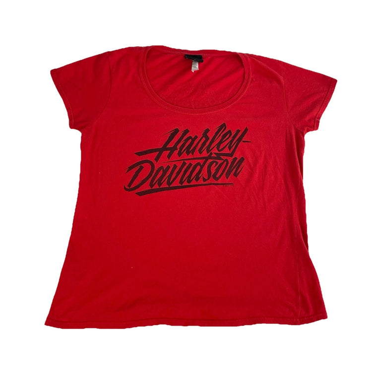 Womens Harley Davidson Motorcycle Red Wide Pasadena, TX T-Shirt Size M