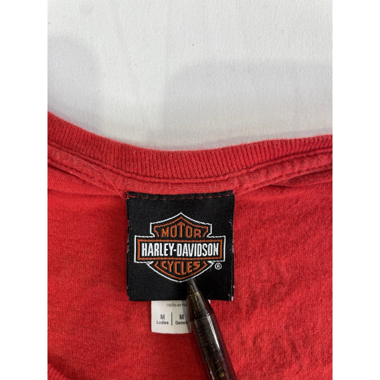 Womens Harley Davidson Motorcycle Red Wide Pasadena, TX T-Shirt Size M