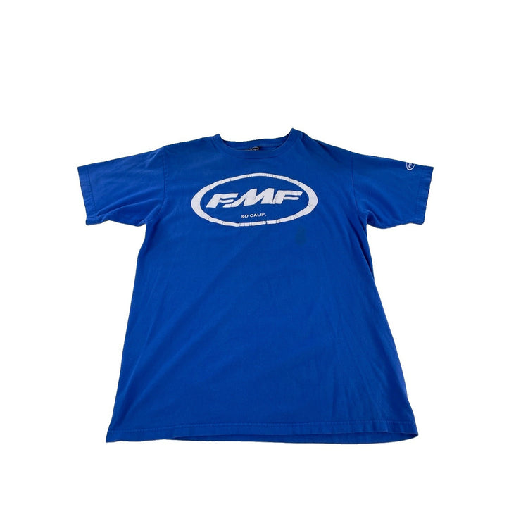 Men Vintage FMF Racing Royal Blue So Calif Motocross DirtBike Graphic Tee Size L