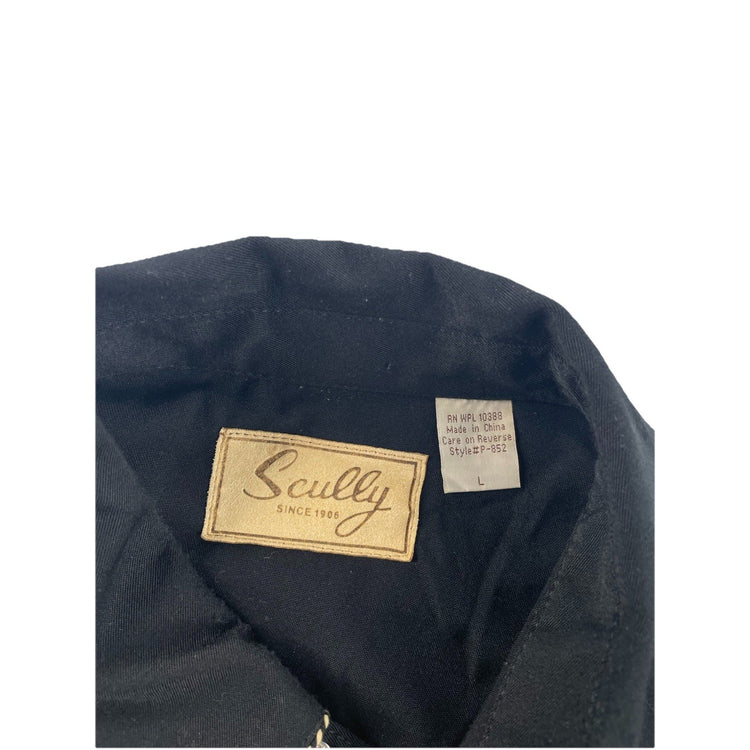 Men’s SCULLY Black&Gold Leaf Scroll Embroidered Western Snap Shirt Size L