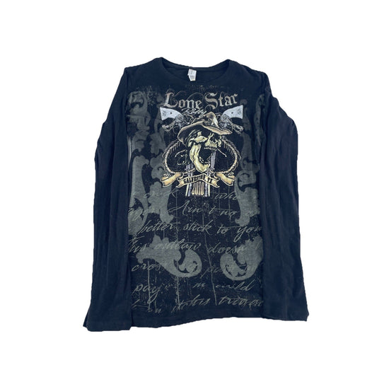 Mens Pima Tee Black Galveston Tx Skull Graphic Size M