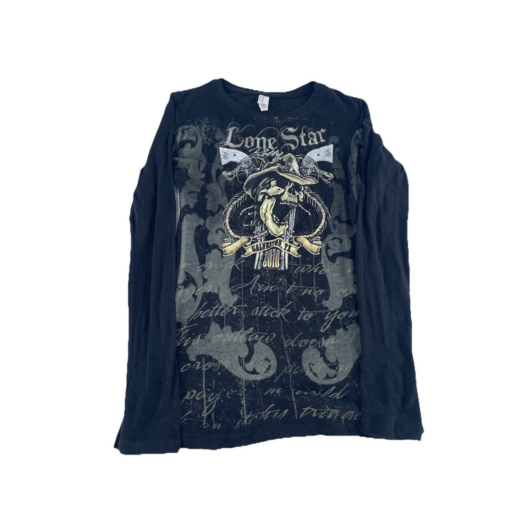 Mens Pima Tee Black Galveston Tx Skull Graphic Size M
