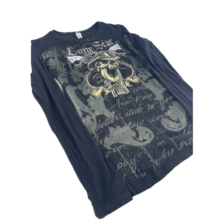 Mens Pima Tee Black Galveston Tx Skull Graphic Size M