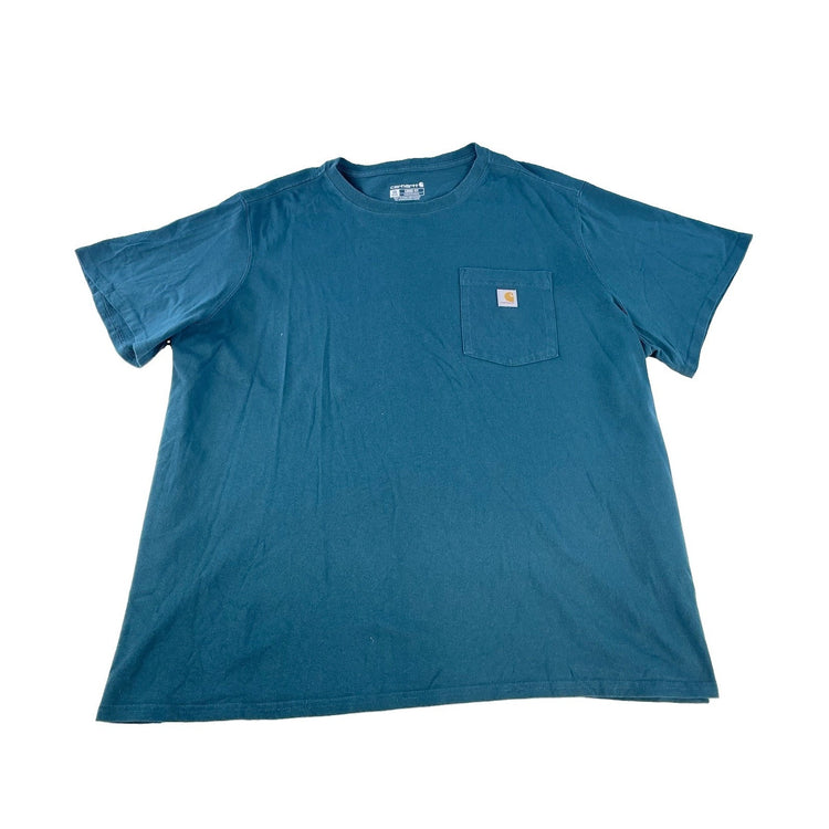Mens Carhartt Teal Blue Loose Fit Short Sleeve Pocket T Shirt Size 3X