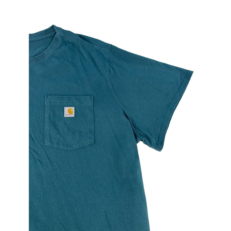 Mens Carhartt Teal Blue Loose Fit Short Sleeve Pocket T Shirt Size 3X
