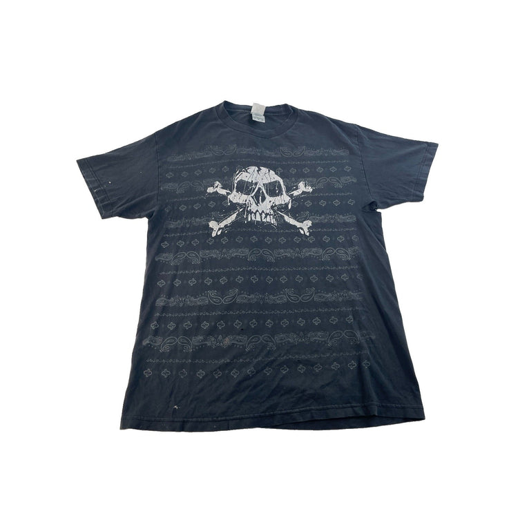 Men's Alstyle Apparel Black Skull & Paisley Graphic T-Shirt Size L