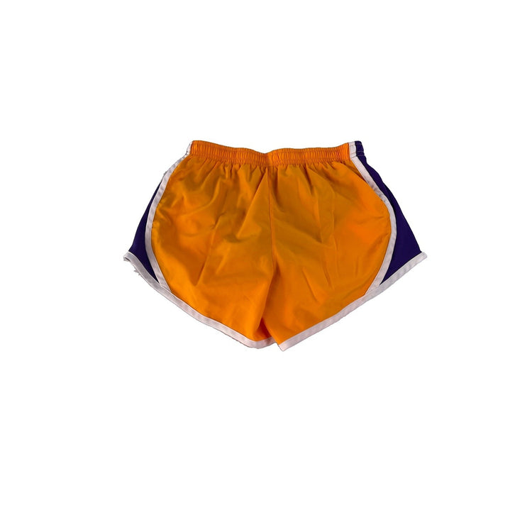 Women's Nike Dri-Fit Athletic Running Shorts, Orange with Purple Trim, Size M