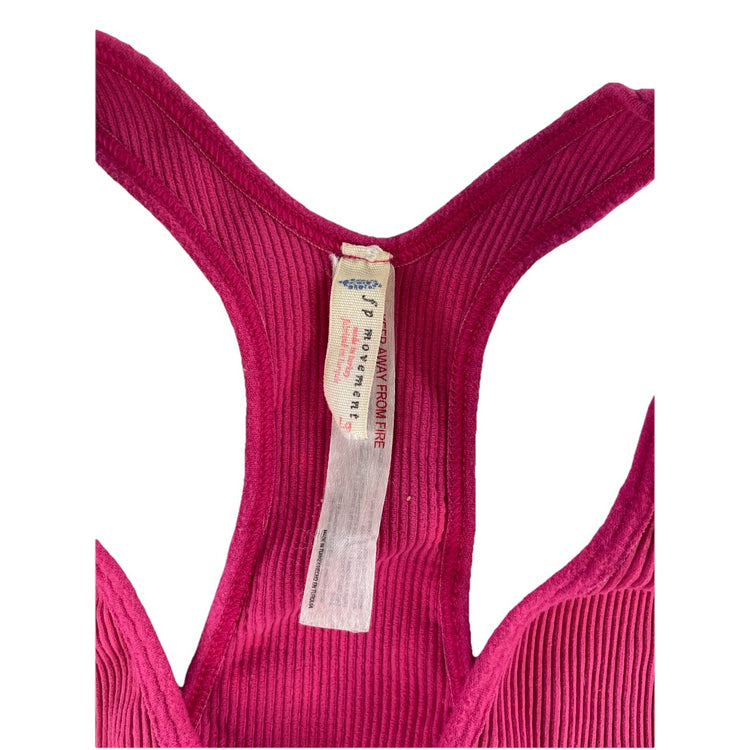 Womens Free People Movement Hot Pink Ribbed Racerback Sports Bra Size L