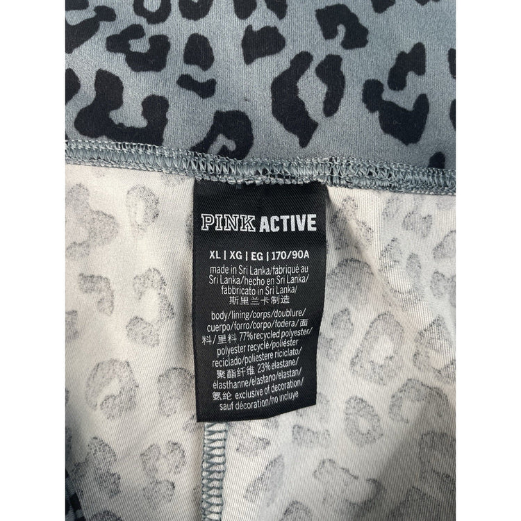 Women’s PINK Active Gray Loepard Drawstring Leggings Size XL