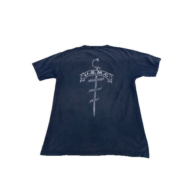 Mens Basic USMC Graphic Dark Gray Solid Tee Size M