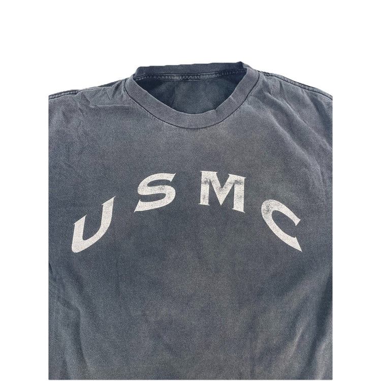 Mens Basic USMC Graphic Dark Gray Solid Tee Size M