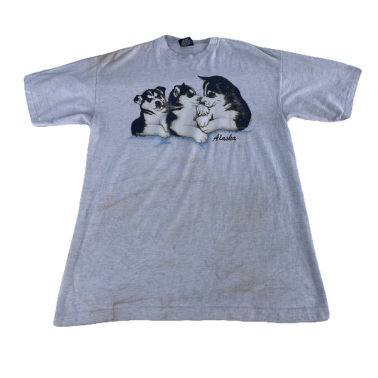 Mens Vintage 1993 Single Sports Alaska Puppy Graphic Tee Size L