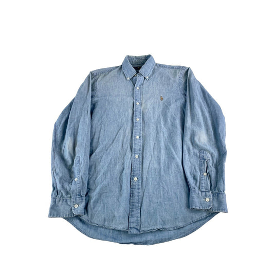 Mens Polo Ralph Lauren Classic Fit Denim Button Down Shirt Size Medium