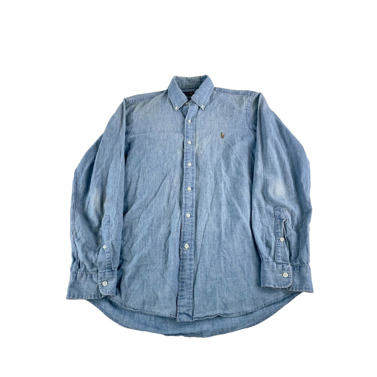 Mens Polo Ralph Lauren Classic Fit Denim Button Down Shirt Size Medium