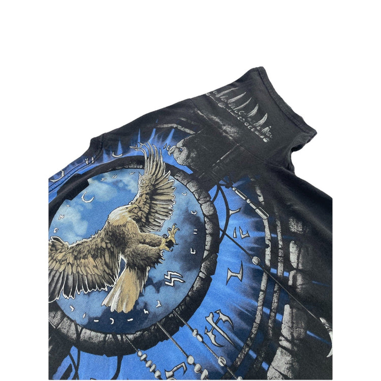 Mens Vintage Liquid Blue USA Eagle Grapic Size L