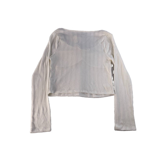 Women's Aéropostale White Long-Sleeve Ribbed Tie-Front Top Size XL