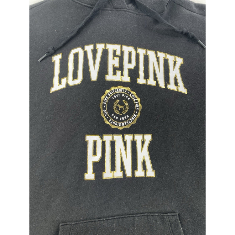 Womens Victoria’s Secret PINK Black ‘LOVEPINK’ Hoodie Size Small