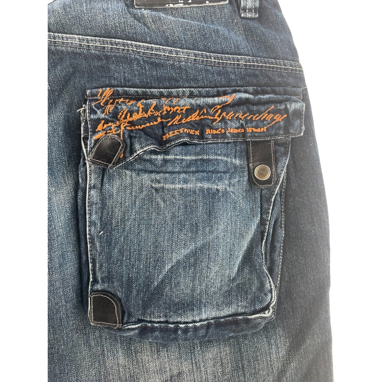 Mens Phat Farm Baggy Loose Fit Wide Leg Skate Hip Hop Denim Jeans Size 34x33