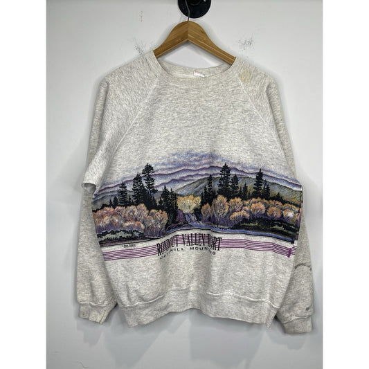 Men’s Vintage Rondout Valley Resort Nature All Over Print Sweatshirt USA Sz L