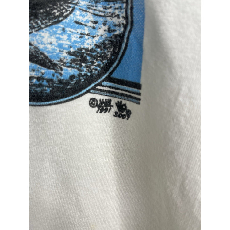 Adult White Vintage 90s Maui Built Hawaii Whale Ocean Nature T-Shirt Sz XL