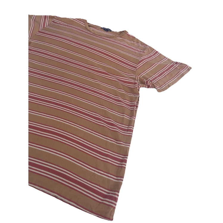 Men Polo Ralph Lauren Tan & Red Striped T Shirt Size Large