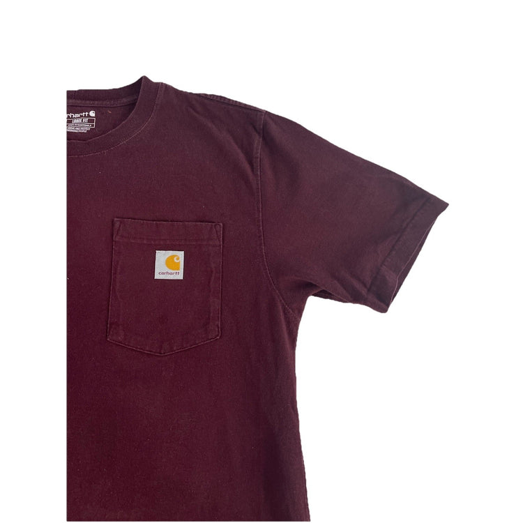 Mens Carhartt Maroon Loose Fit Solid Tee Size S