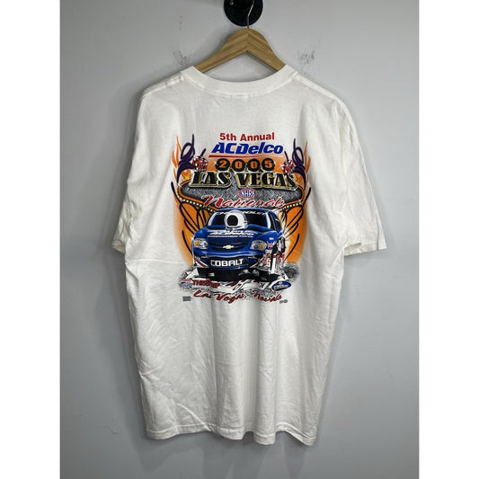 Men’s Vintage White 5th Annual Acdelco NHRA Drag Racing Vegas T Shirt Sz XL