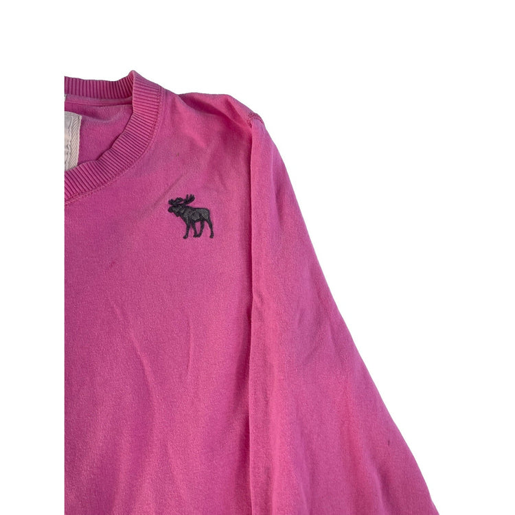 Mens Abercrombie & Fitch Pink Muscle Fit Long Sleeve V-Neck Shirt Size XL
