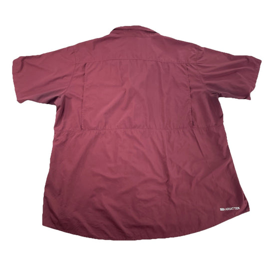 Men’s ARIAT tek Outbound Classic Maroon Button Up, SS Shirt Size Xxl
