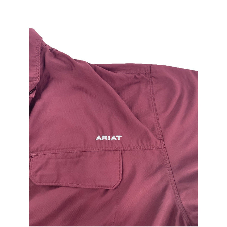 Men’s ARIAT tek Outbound Classic Maroon Button Up, SS Shirt Size Xxl