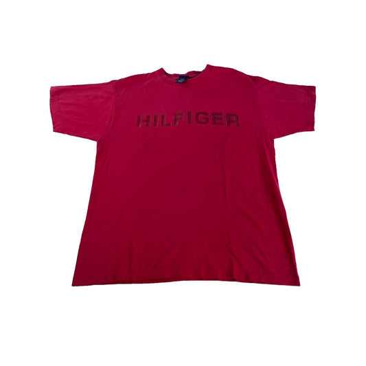 Mens Red Vintage Tommy Hilfiger spellout T Shirt Size M