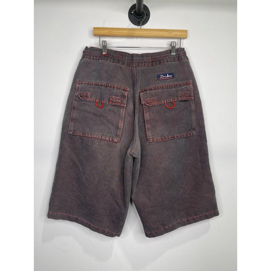 Men’s Diss Jeans Shorts Black Zip Y2K Hip Hop Skater Grunge Baggy 34x15