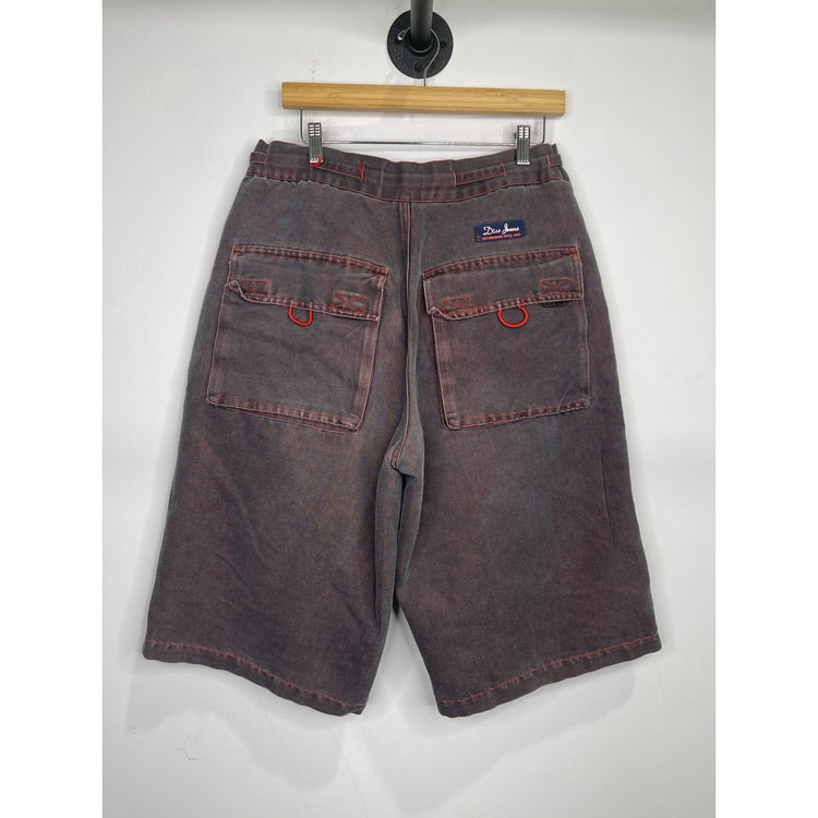 Men’s Diss Jeans Shorts Black Zip Y2K Hip Hop Skater Grunge Baggy 34x15