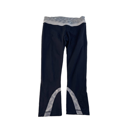 Women's Lululemon Mid-Rise Cropped Running Tights Black/Grey Size 8