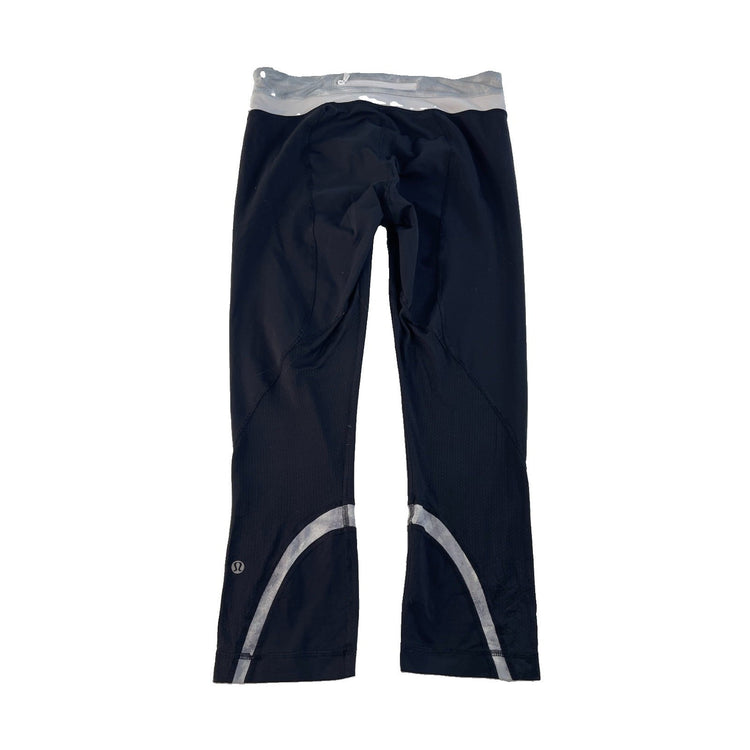 Women's Lululemon Mid-Rise Cropped Running Tights Black/Grey Size 8
