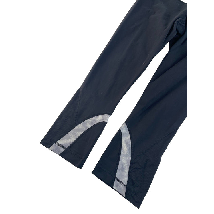 Women's Lululemon Mid-Rise Cropped Running Tights Black/Grey Size 8