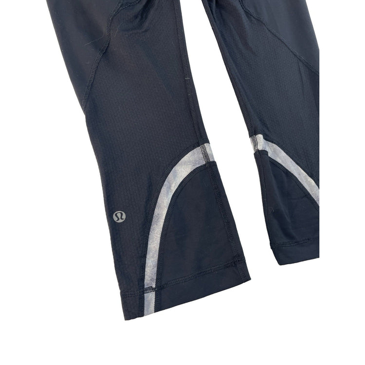 Women's Lululemon Mid-Rise Cropped Running Tights Black/Grey Size 8