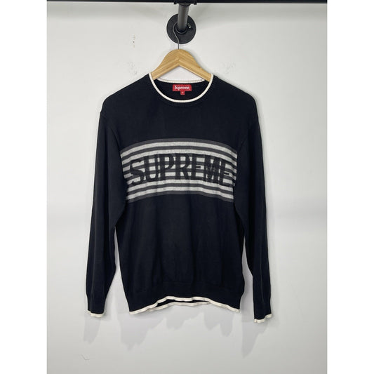 Vintage Men’s black and white Knitted Supreme sweater Sz Medium
