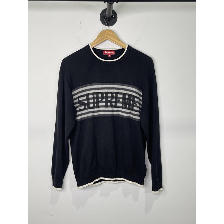 Vintage Men’s black and white Knitted Supreme sweater Sz Medium