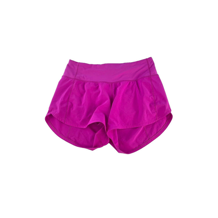Womens Lululemon Magenta Pink Zipper Pocket Athletic Running Shorts SIZE 4