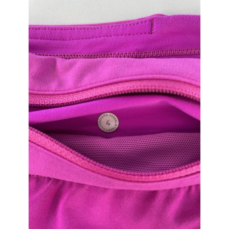 Womens Lululemon Magenta Pink Zipper Pocket Athletic Running Shorts SIZE 4