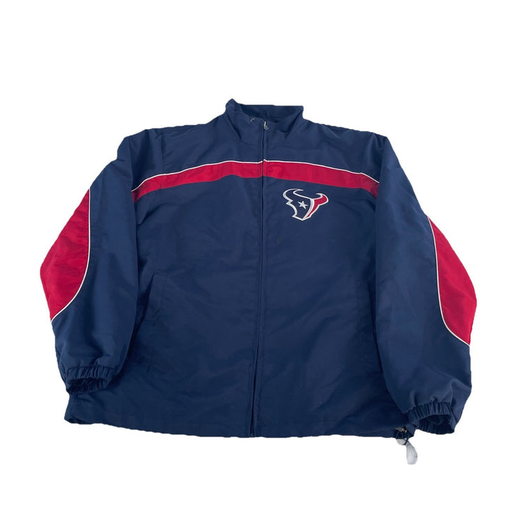 Mens Houston Texans Navy Blue & Red Zip Up Jacket Size Large
