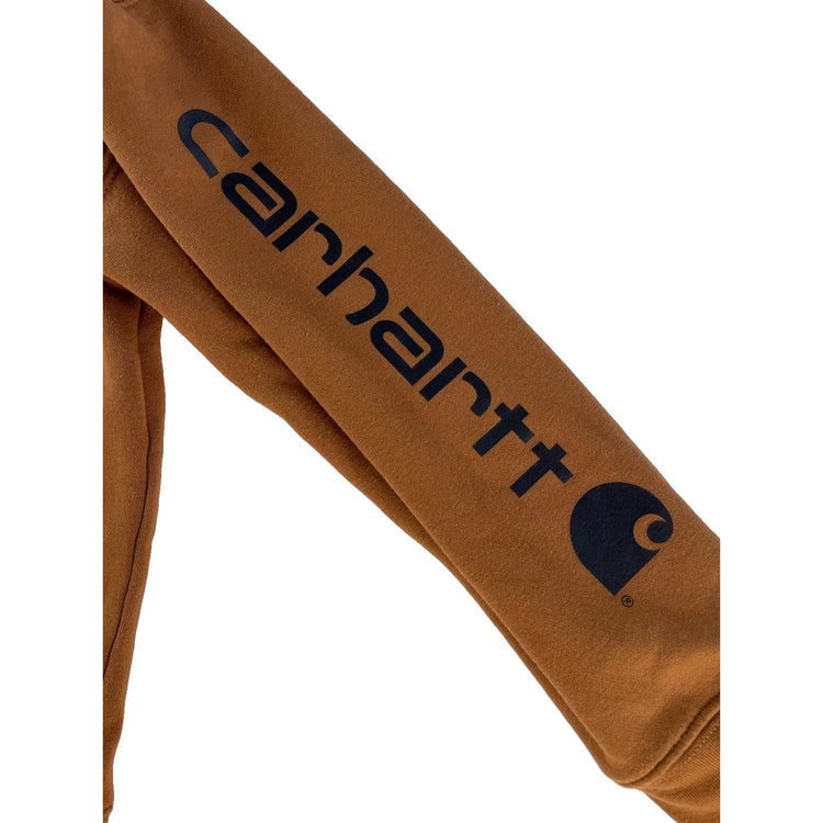 Boys Carhartt Brown Graphic Sleeve Pullover Fleece Hoodie Shirt Size 7