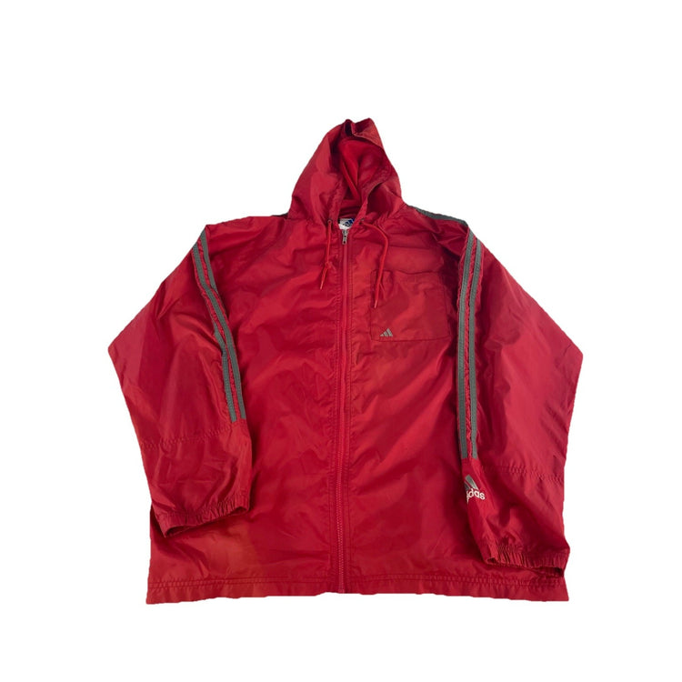 Mens Vintage Adida Red Nylon Track Jacket Size M