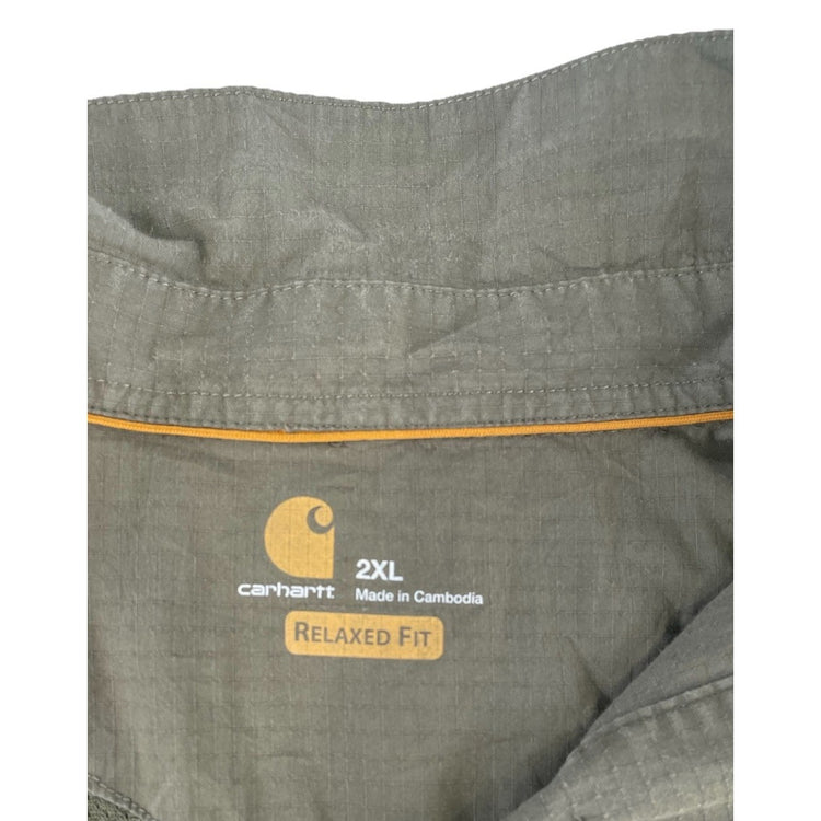 Mens Carhartt Outdoor Moss Green Relaxed Fit Button-Up Shirt Size 2Xl