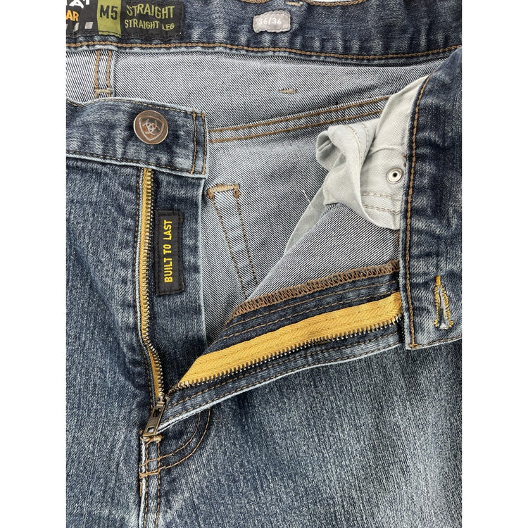 Mens Ariat REBAR Straight Leg Blue Jeans Size 36x36